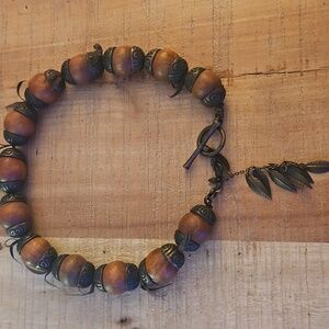 Lucky Brand Rare Brass Wood Necklace